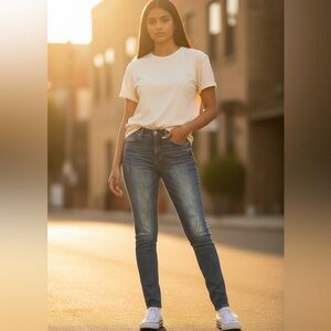 7 for All Mankind “The Skinny” Medium Wash with fading & whiskering Jeans 23